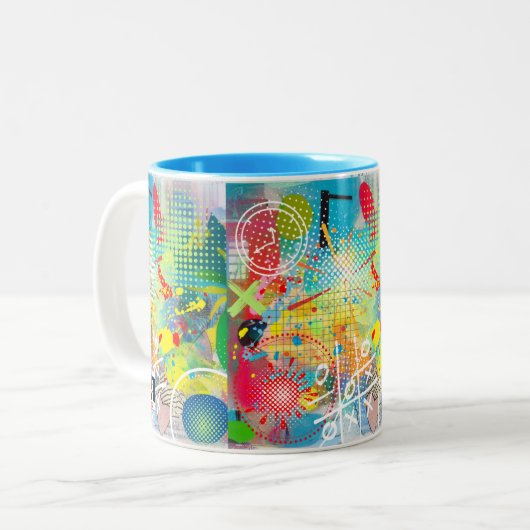 Color Explosion Zweifarbige Tasse (Vorderseite Links)