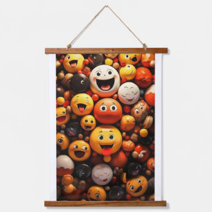 Color full emoji - Wall Art Wandteppich Mit Holzrahmen