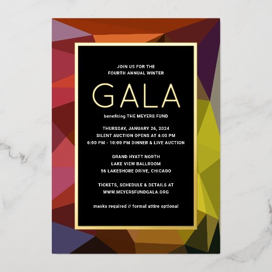 Color Geometric Modern Gala Einladung (Vorderseite)