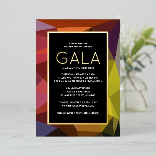 Color Geometric Modern Gala Einladung (Stehend vorne)