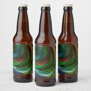 Color Glory Modernes Abstraktes Kunstmuster Elegan Bierflaschenetikett