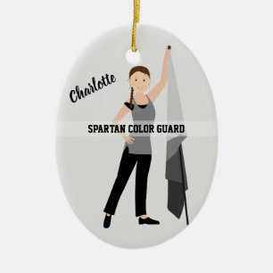 Color Guard Brunette Hair Gray & Black Keramik Ornament