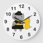 Color Guard Cat Black Yellow Marching Band Große Wanduhr (Vorderseite)