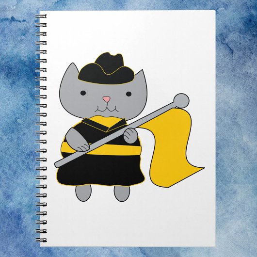 Color Guard Cat Yellow Flag Black Uniform Notizblock