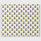 Color Guard Kawaii Cat Black and Yellow Geschenkpapier (Flach)