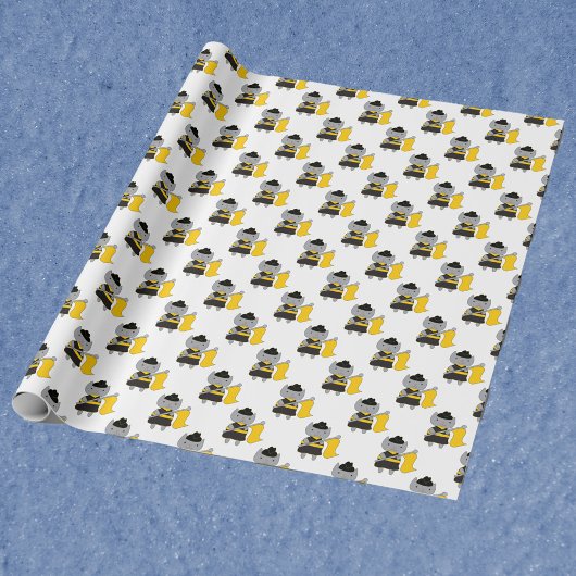Color Guard Kawaii Cat Black and Yellow Geschenkpapier