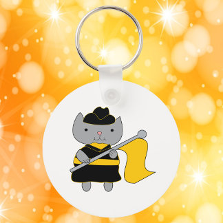 Color Guard Kawaii Katze Schwarz Gelb Schlüsselanhänger