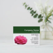 Color Header III v2 - Dunkelgrün - Rosa Kamelien Visitenkarte (Stehend Vorderseite)