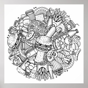 Color It posten Fast Food Art Poster