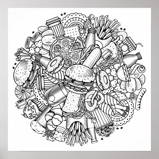 Color It posten Fast Food Art Poster (Vorne)