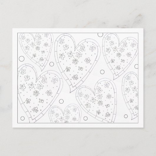 Color Me Blume Herz Postkarte (Vorderseite)