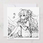 Color Me Card für Kinder | Anime Girl Strawberries Karte (Vorderseite)