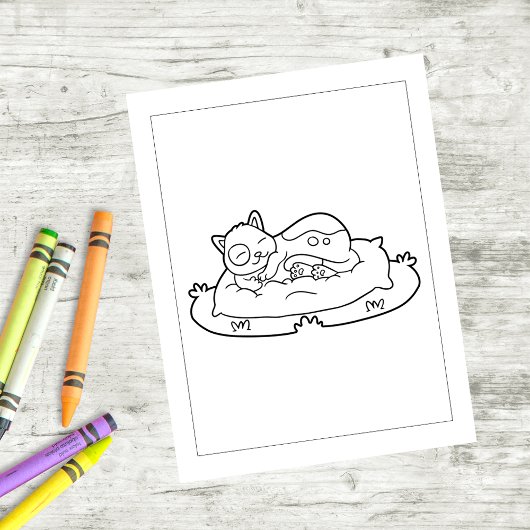Color Me Cat Sleeping | Kinder-Aktivitätskarten Postkarte