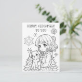 Color Me Christmas Card für Kinder Postkarte (Stehend Vorderseite)