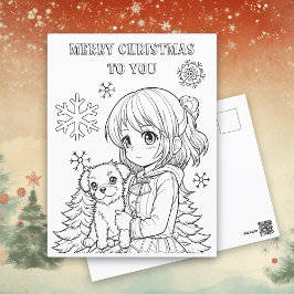 Color Me Christmas Card für Kinder Postkarte