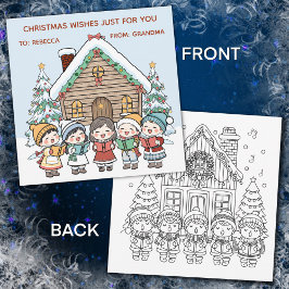 Color Me Christmas Card with Carolers Feiertagskarte