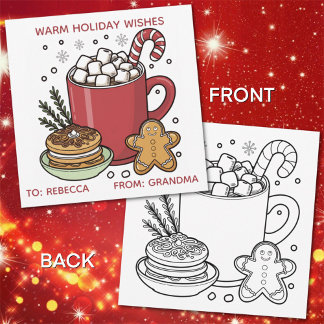 Color Me Christmas Holiday Hot Cocoa with Cookies Feiertagskarte