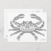 Color Me Crab Nautical Zen Doodle Illustration Postkarte (Vorne/Hinten)