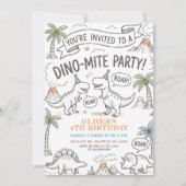 Color Me Dinosaur Birthday Party Einladung (Vorderseite)