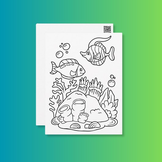 Color Me Fish Duo | Kinder-Aktivitätskarten Postkarte