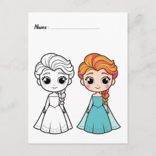 Color Me Frozen Kinderaktivitätskarten Postkarte