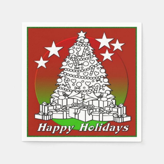 Color Me Geschenke unter dem Baum Weihnachten Napk Serviette (Vorderseite)