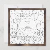 Color Me Happy Birthday Cat | Activity Card (Vorderseite)