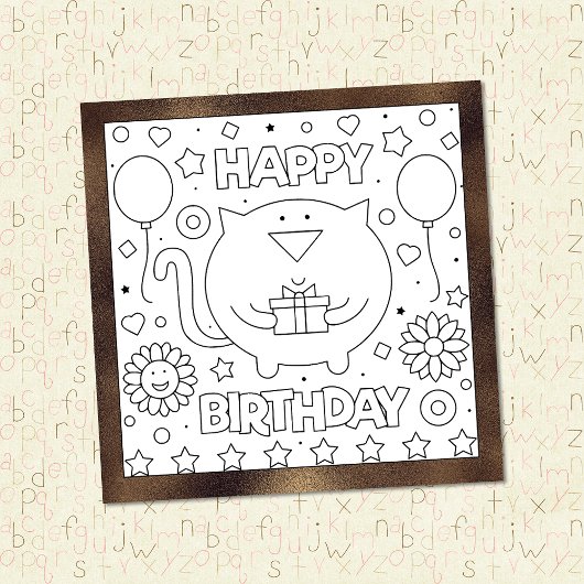 Color Me Happy Birthday Cat | Activity Card
