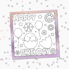 Color Me Happy Birthday Chick | Activity Card