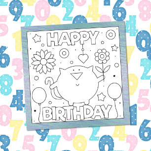 Color Me Happy Birthday Kitten   Activity Card
