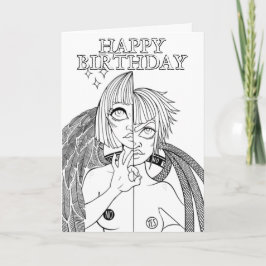 Color Me in Gemini Angel Demon Anime Birthday Karte