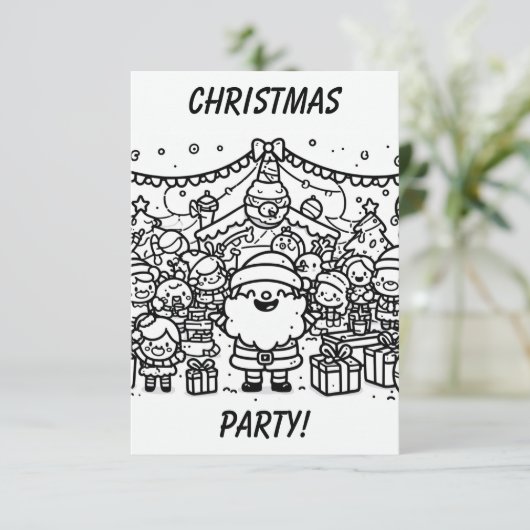 Color Me in: Weihnachts-Party Einladung (Stehend Vorderseite)
