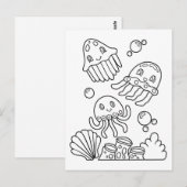 Color Me Jellyfish | Kinder-Aktivitätskarten Postkarte (Vorne/Hinten)