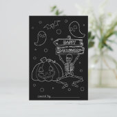 Color Me Kids Halloween Schwarzes Hintergrundfarbe Einladung (Stehend Vorderseite)