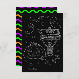 Color Me Kids Halloween Schwarzes Hintergrundfarbe Einladung