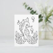 Color Me Large Seepferd | Kinder-Aktivitätskarten Postkarte (Stehend Vorderseite)