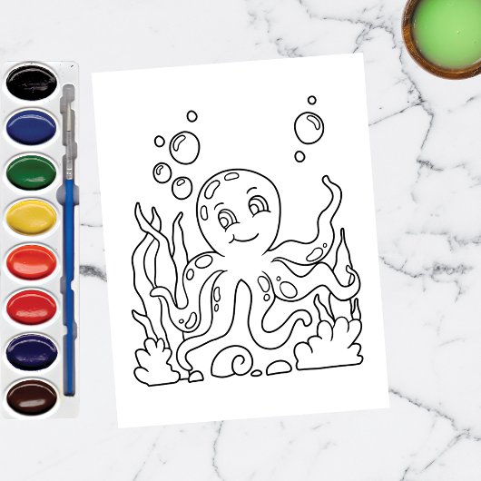 Color Me Octopus | Kinder-Aktivitätskarten Postkarte
