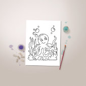 Color Me Octopus | Kinder-Aktivitätskarten Postkarte