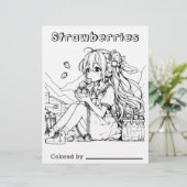Color Me Page für Kinder | Anime Girl Strawberries (Stehend Vorderseite)