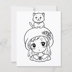 Color Me Page für Kinder Anime kitten