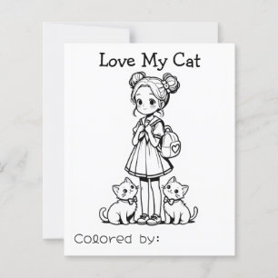 Color Me Page für Kinder   Anime Liebe my cat