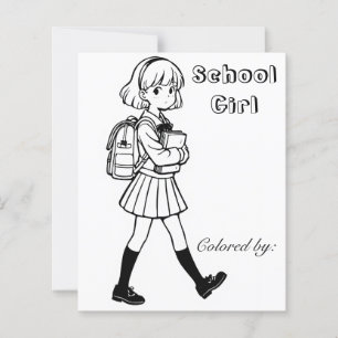 Color Me Page für Kinder   Anime School Girl