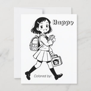 Color Me Page für Kinder Anime School Girl