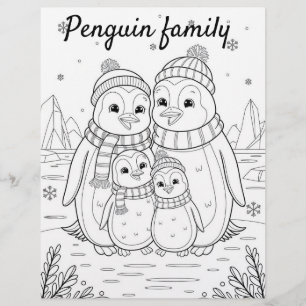 Color Me Page für Kinder   Familie Anime Penguin
