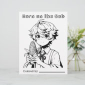 Color Me Page für Kinder | Mais auf dem Cob (Stehend Vorderseite)