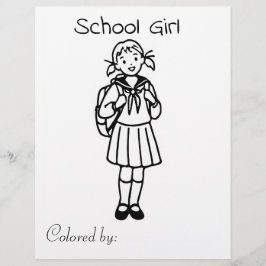 Color Me Page für Kinder | Schulmädchen