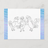 Color Me Papagei mit Freunden | Aktivitätskarten Postkarte (Vorderseite)