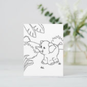 Color Me Post Card - Elephant Postkarte (Stehend Vorderseite)