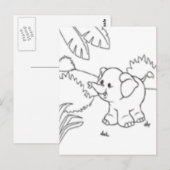 Color Me Post Card - Elephant Postkarte (Vorne/Hinten)