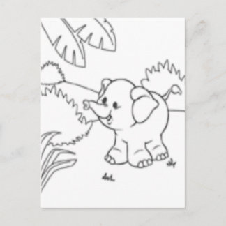Color Me Post Card - Elephant Postkarte